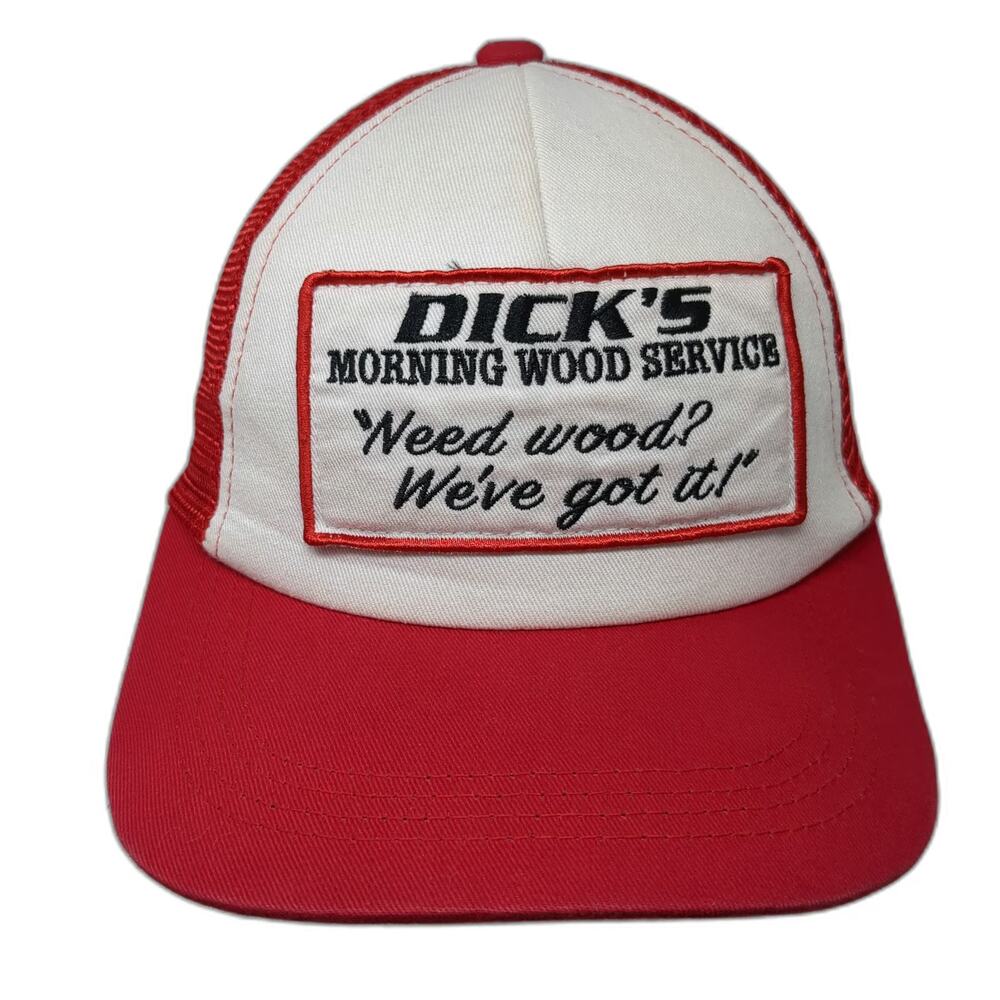 Spirit Trucker Hat Red White One Size Snapback Novelty Dick's Morning Wood Gag